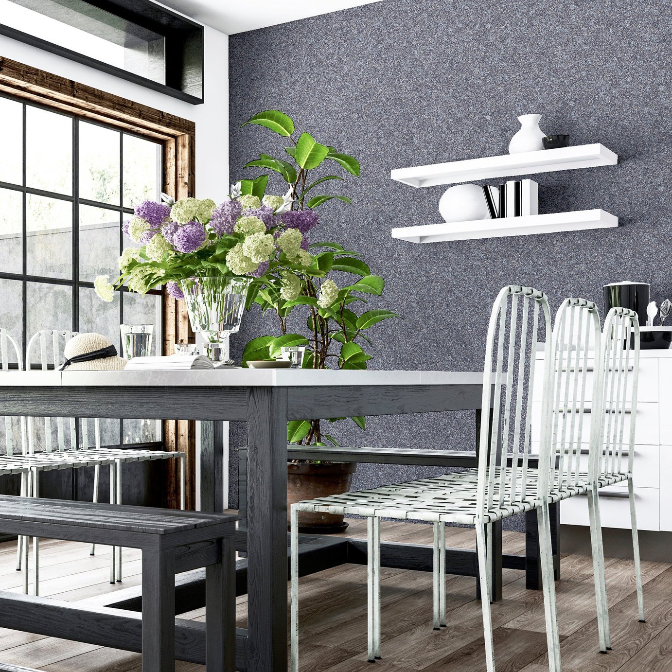 Arthouse Quartz Textured Navy Wallpaper