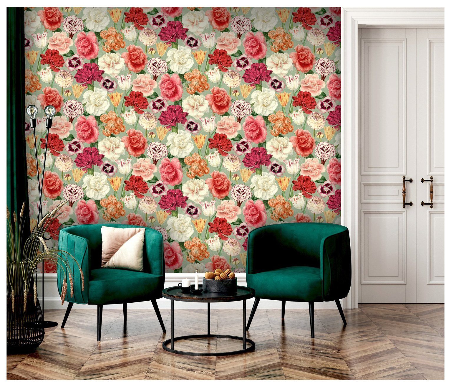RHS Blooming Bouquet Sage Wallpaper