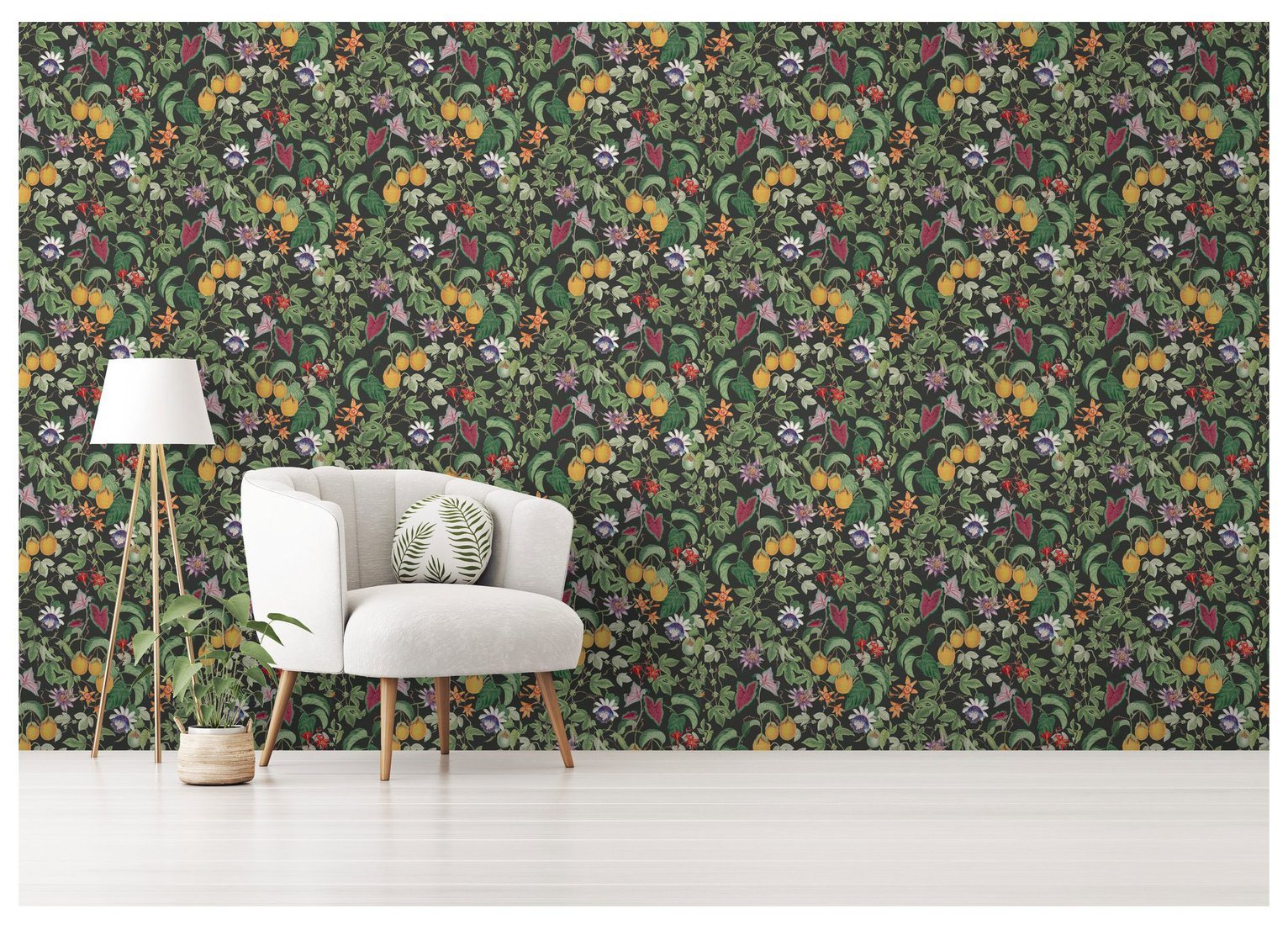 RHS Citrus N Vine Black Wallpaper