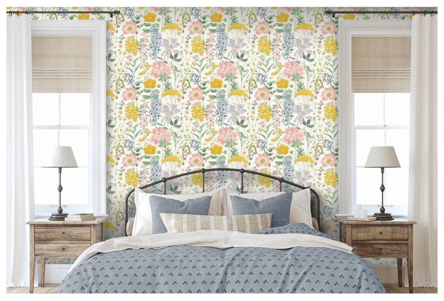 RHS Country Garden Cream Wallpaper