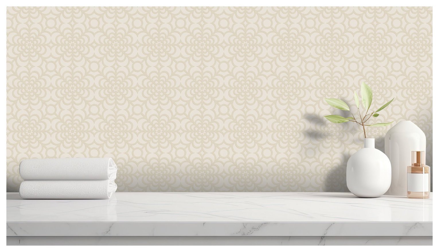 RHS Dandy Floral Ivory Wallpaper