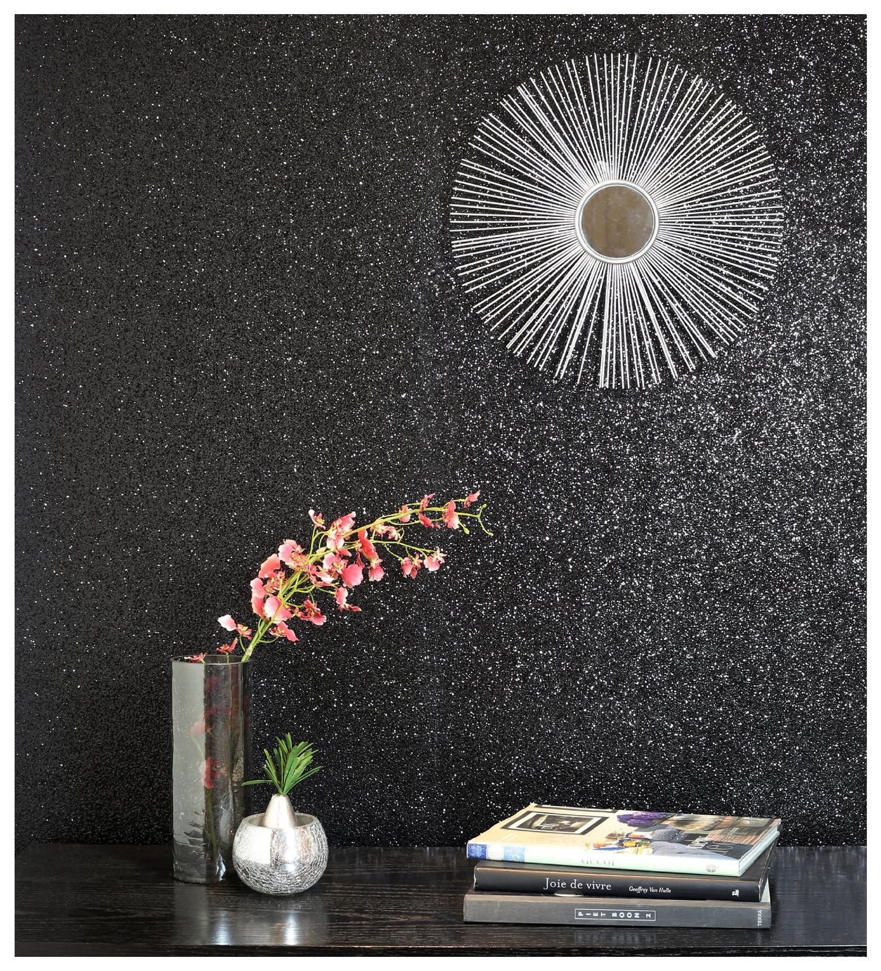 Arthouse Sequin Sparkle Black Wallpaper