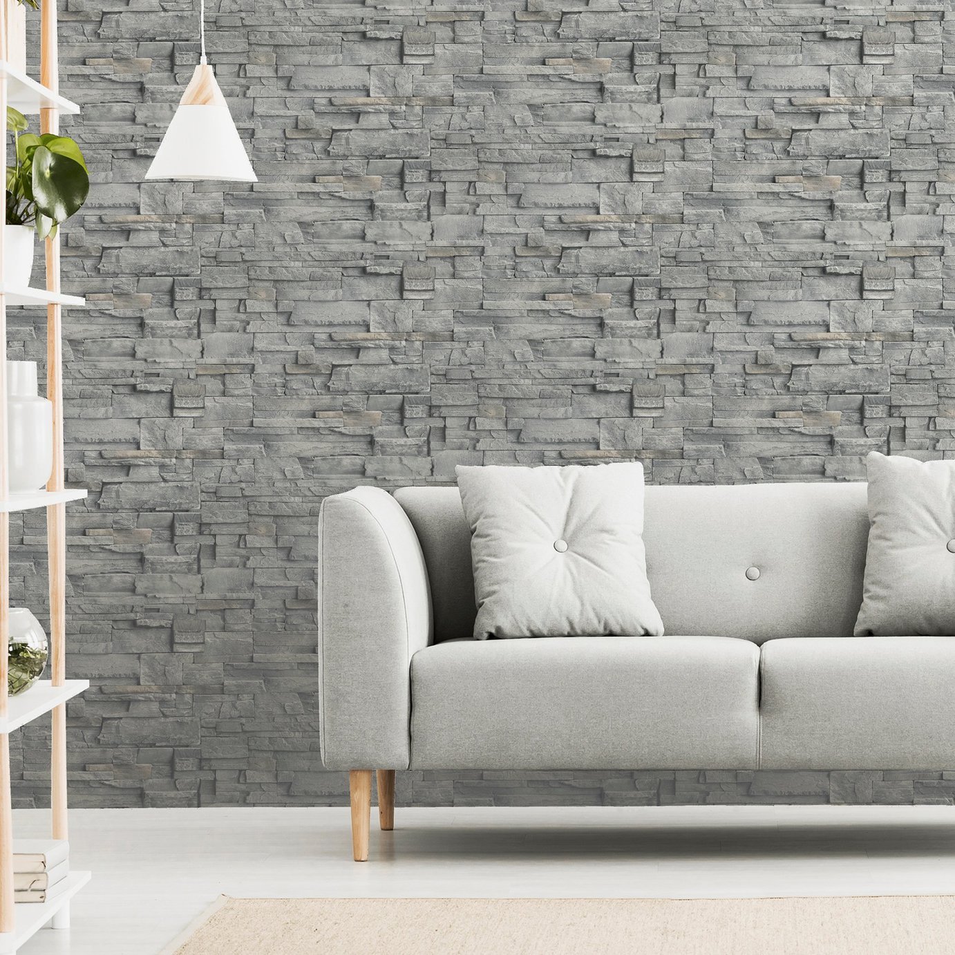 Arthouse Slate Wall Grey Wallpaper