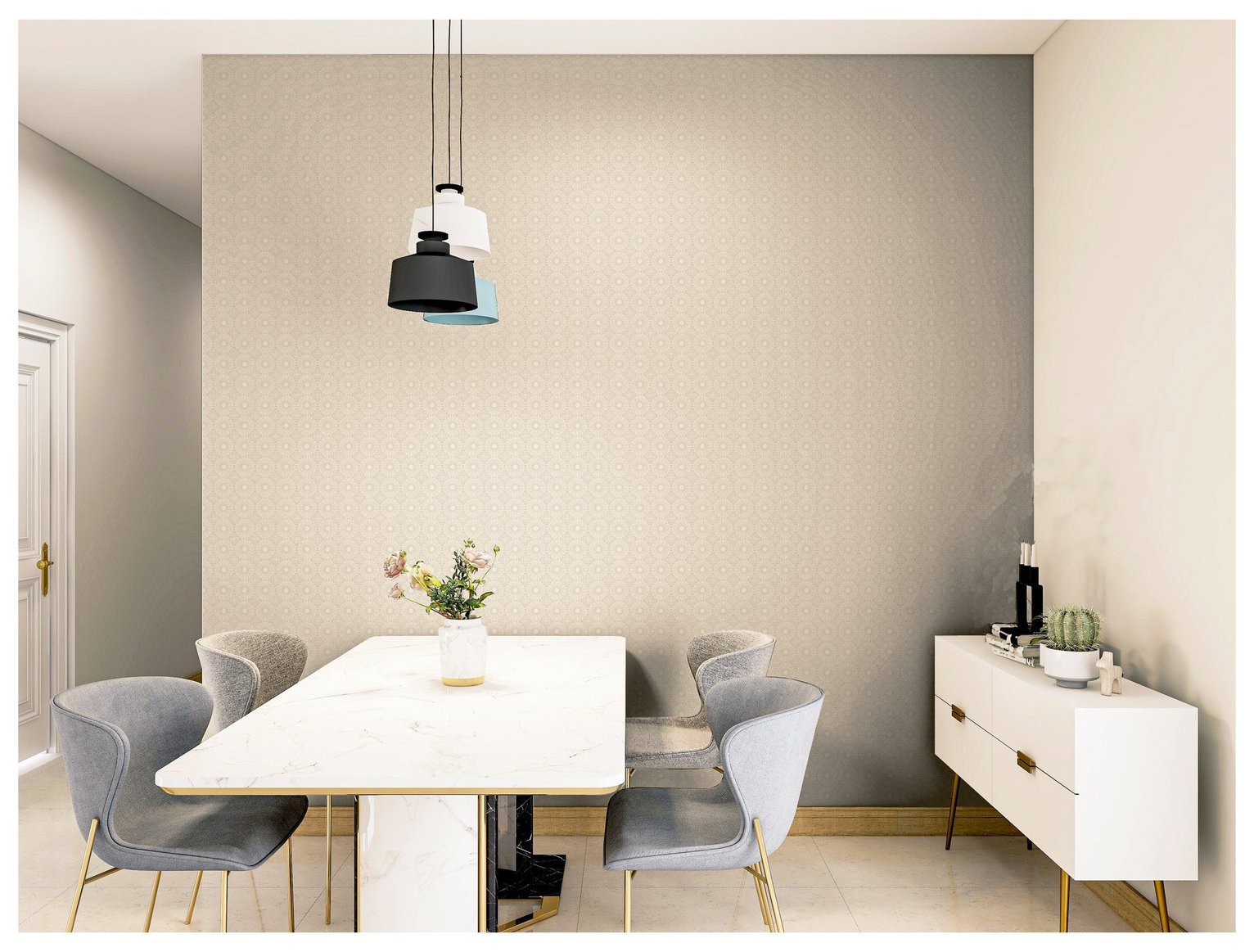 Arthouse Symmetrical Chic Ivory Silver Wallpaper