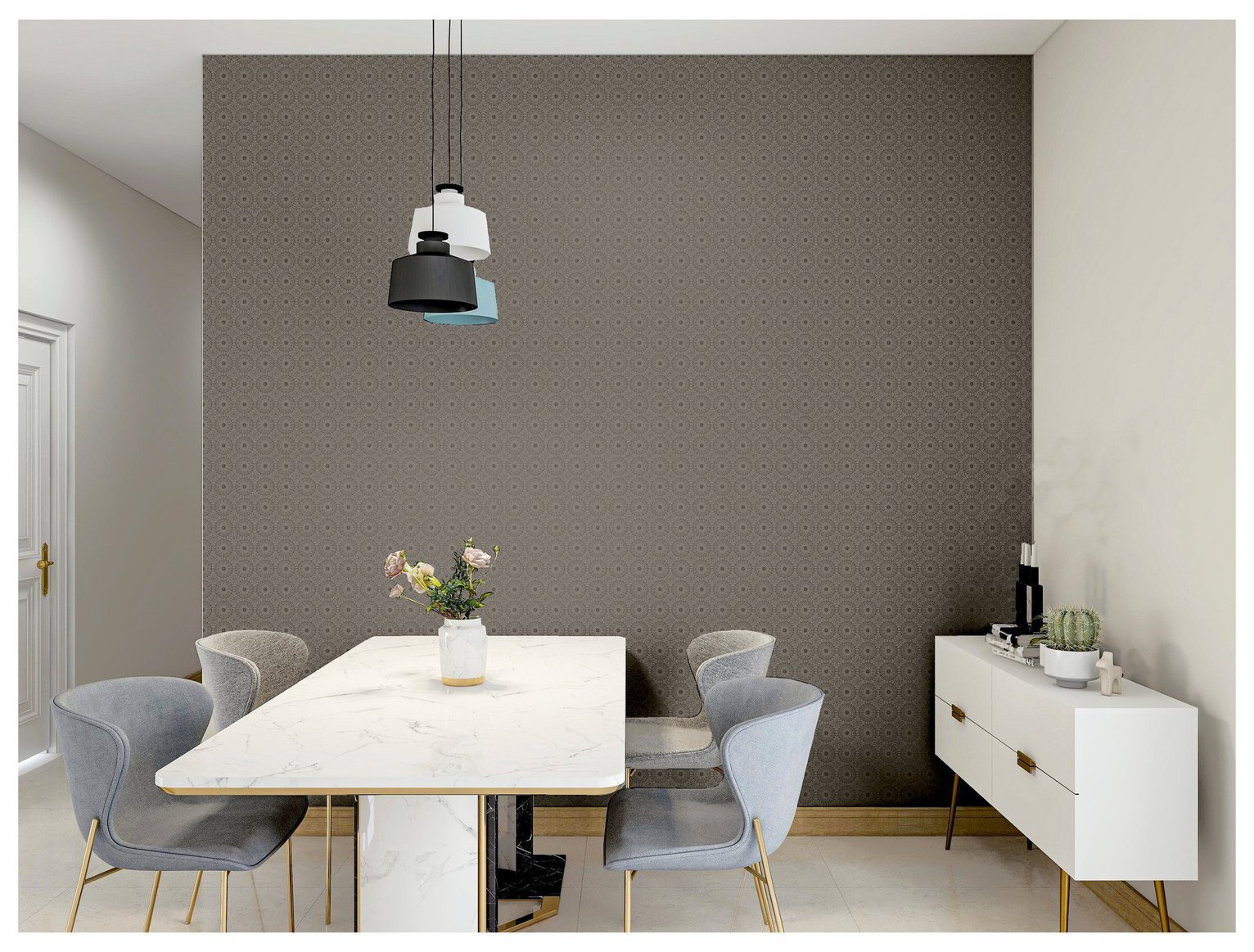 Arthouse Symmetrical Chic Slate Silver Wallpaper 