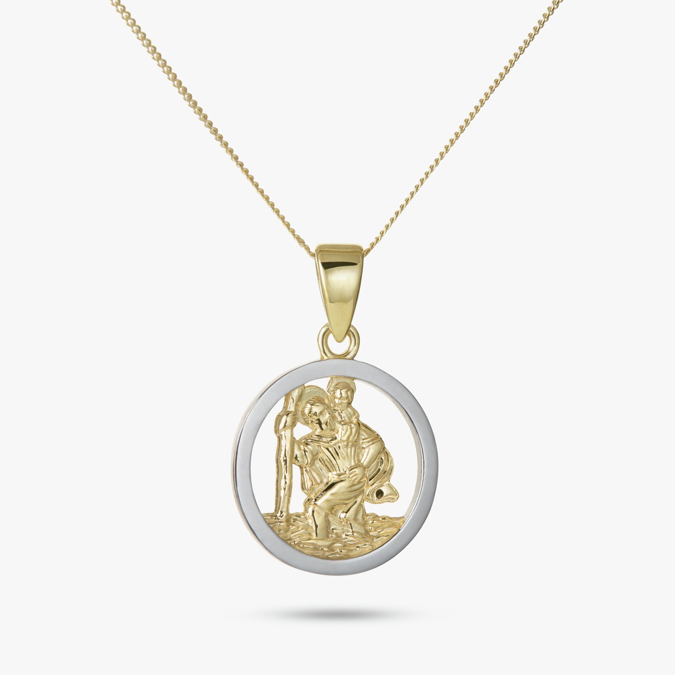 Revere Two Tone St. Christopher Pendant Necklace