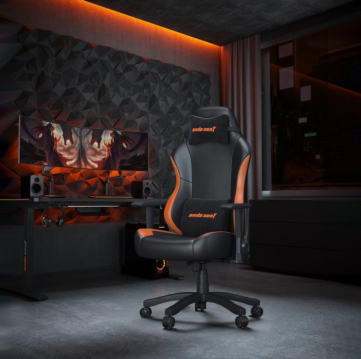 Anda seat Luna Large Office Gaming Chair - Black & Orange