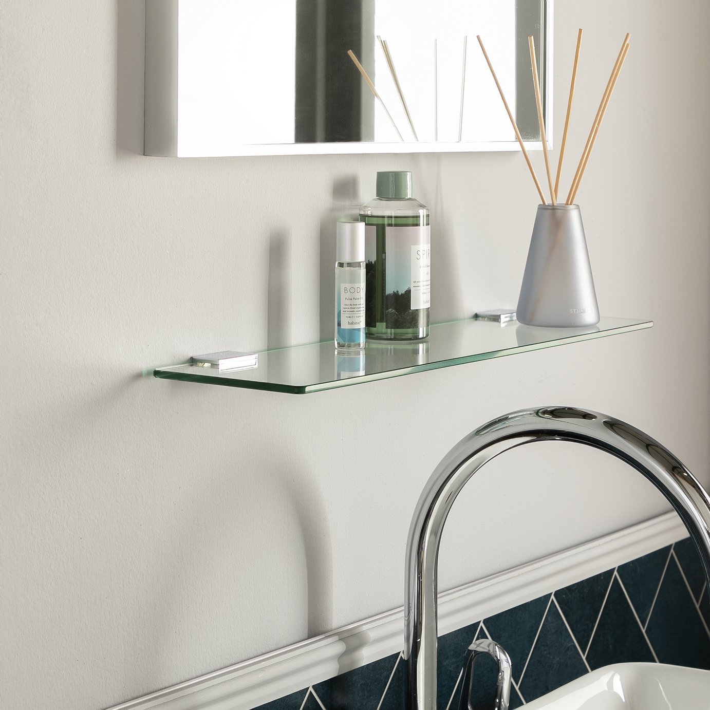 Argos Home Glass Bathroom Shelf - Chrome
