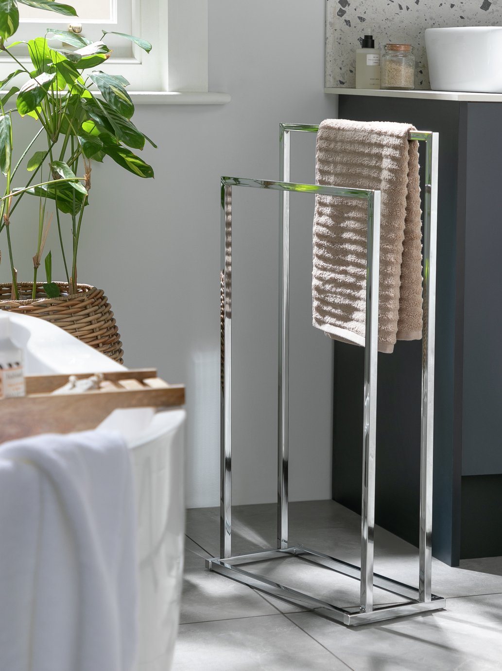 Habitat 2 Tier Freestanding Towel Rail - Chrome