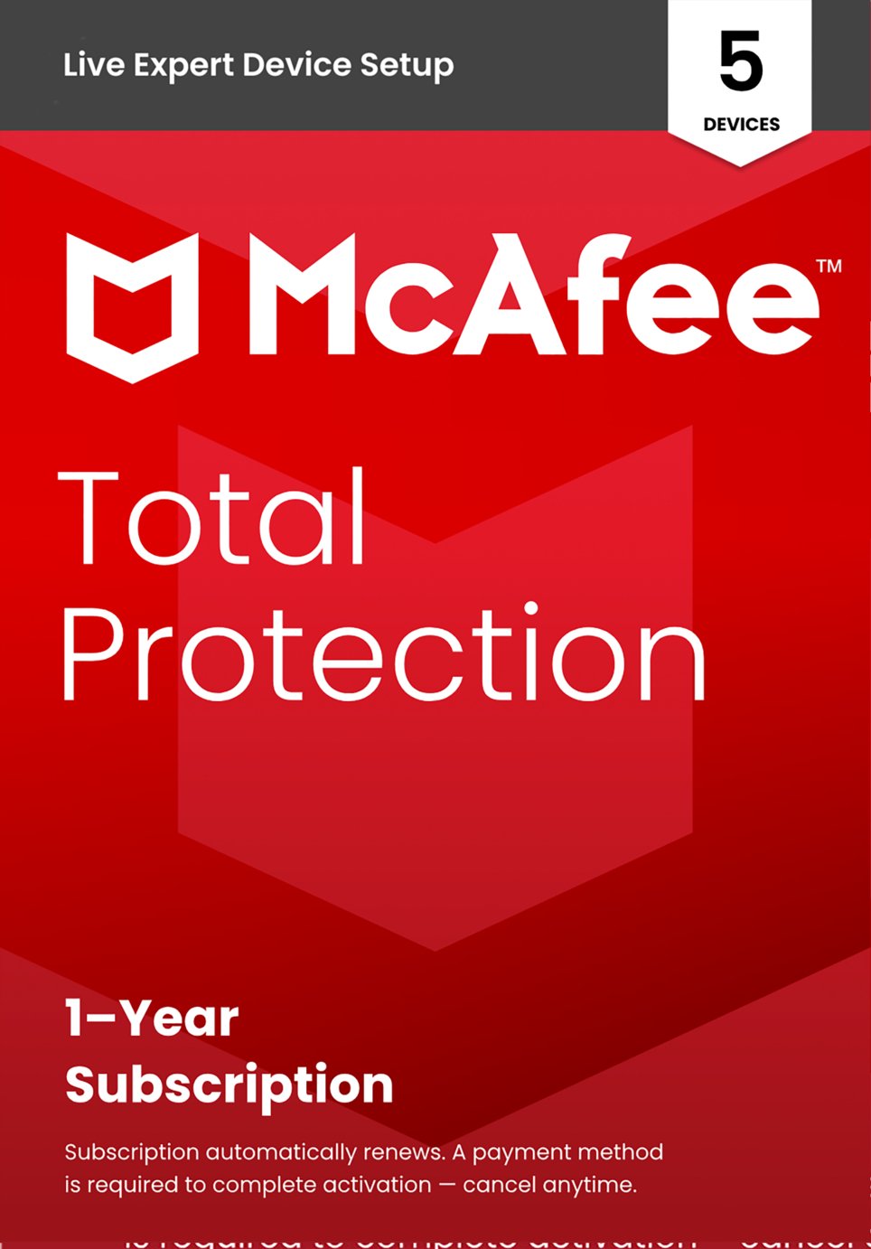 McAfee Software Setup Total Protection 1Y, 5D - Auto Renewal