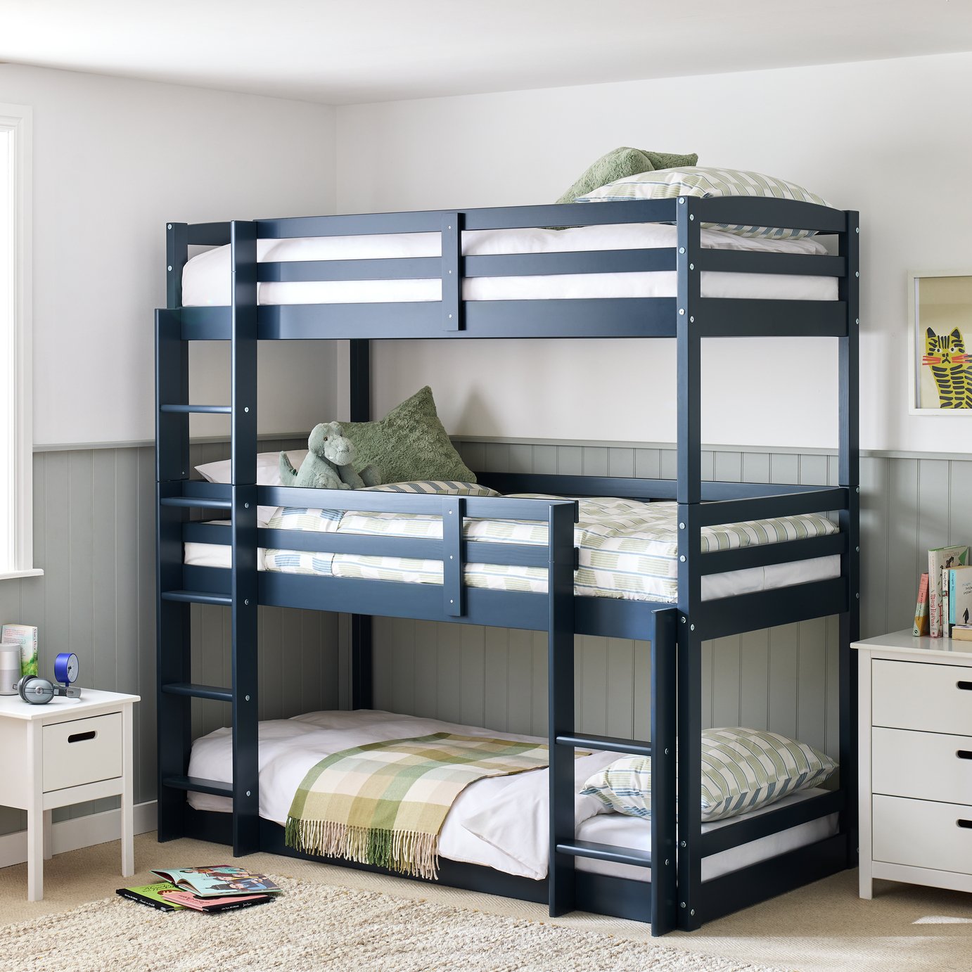Argos Home Josie Triple Single Bunk Bed - Blue
