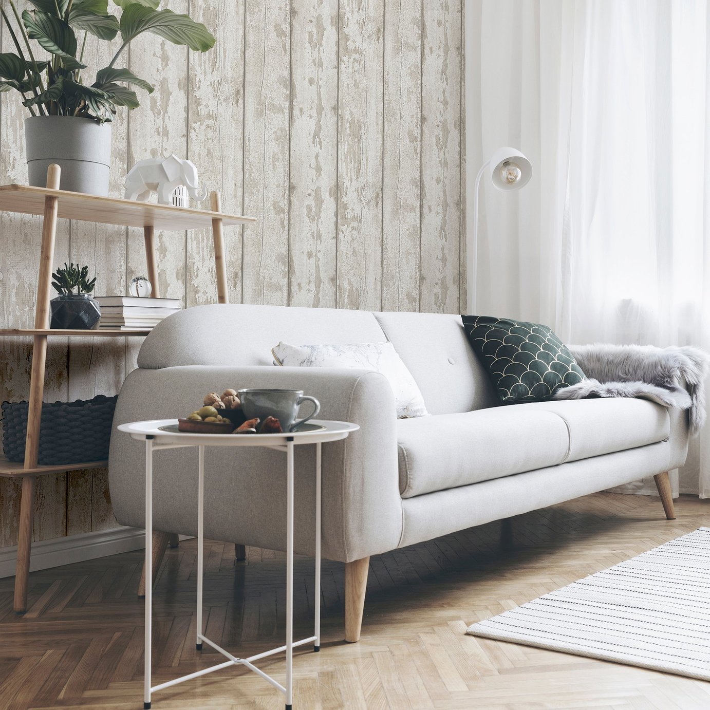 Arthouse White Washed Wood Wallpaper