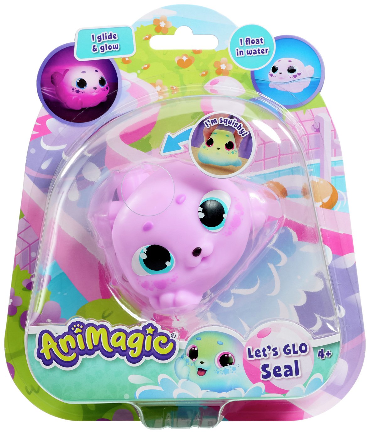 Animagic Warm Purple Hearts Seal Plush