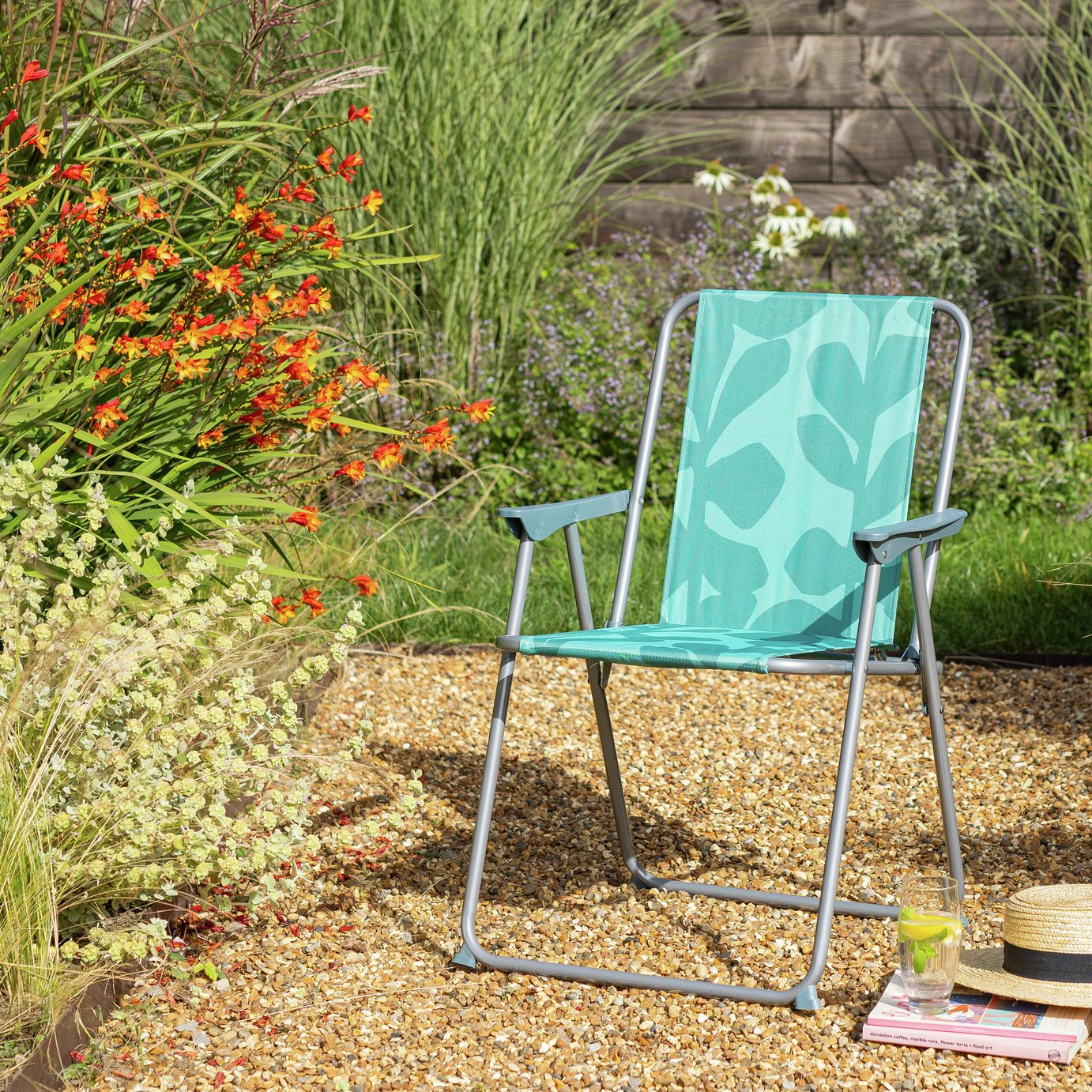 Habitat Folding Metal Garden Chair - Green