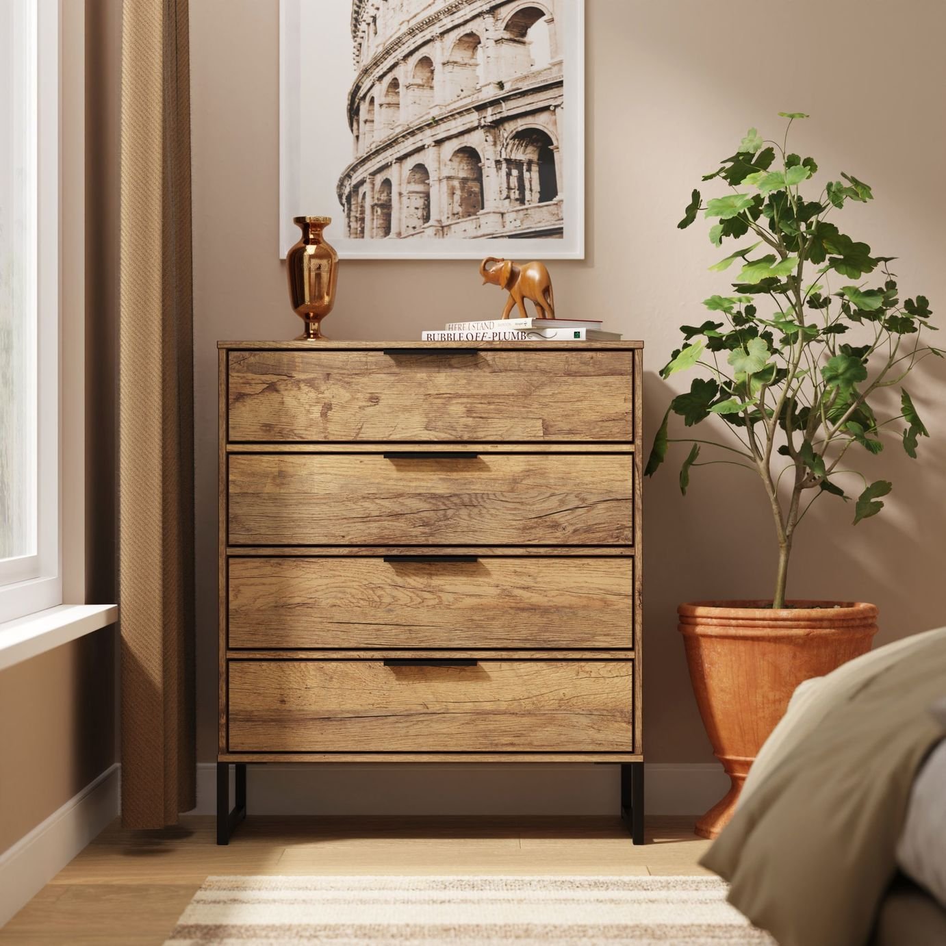 Livara Messina 4 Drawer Chest - Oak