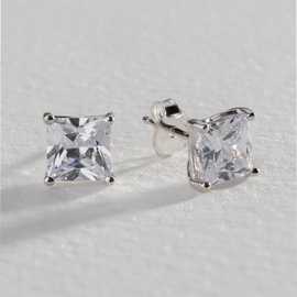 Revere Sterling Silver Square Cubic Zirconia Stud Earrings