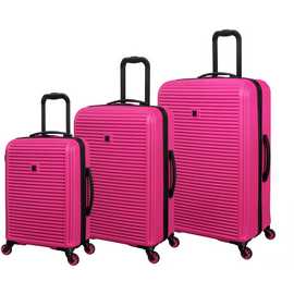 IT Luggage Shutter 3pc 8 Wheel Hard Suitcase Set - Pink