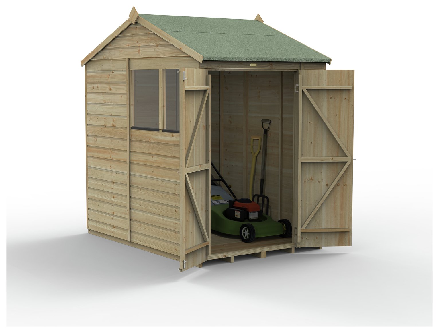 Forest Beckwood Shiplap 2 Windows Reverse Apex Shed - 7x5ft