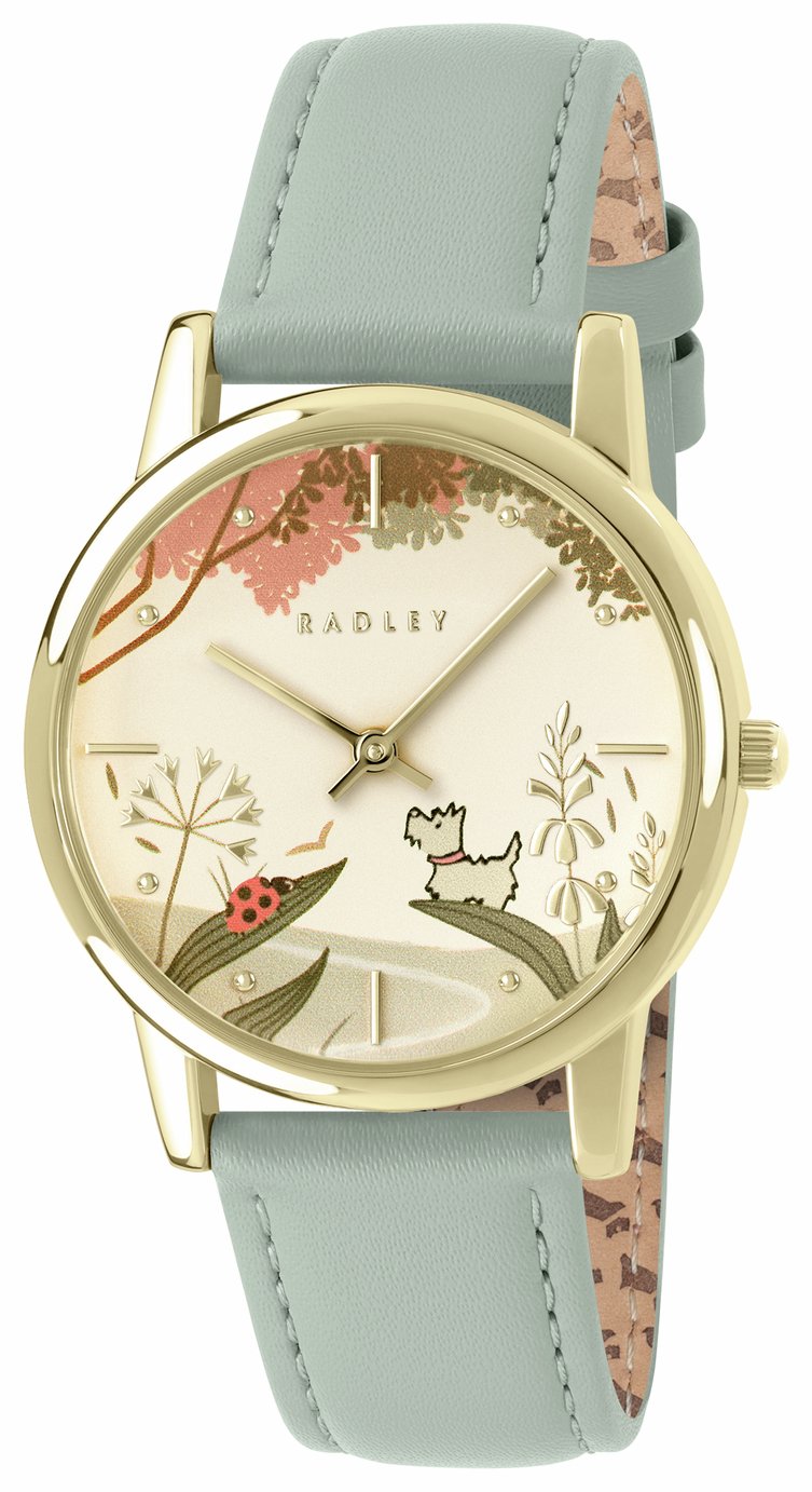 Radley Gold Plated Artichoke Green Leather Strap Watch