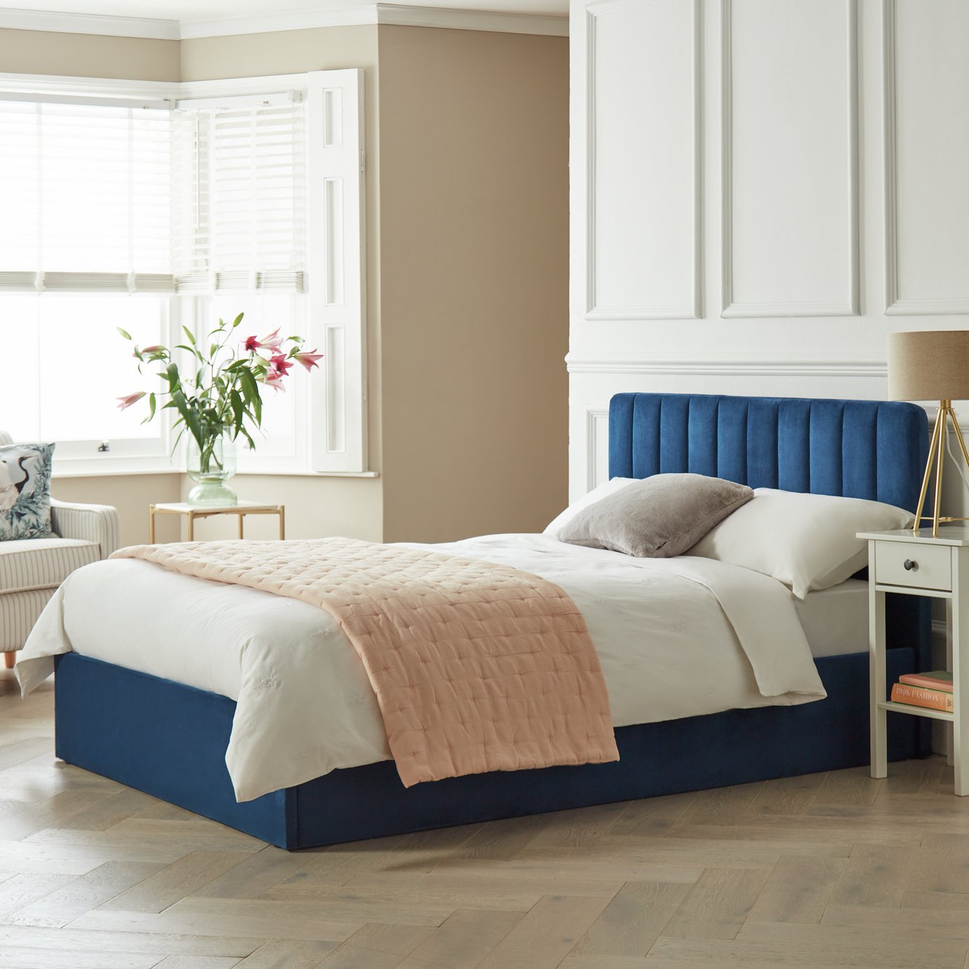 Argos Home Pandora Kingsize End Lift Ottoman Bed - Blue