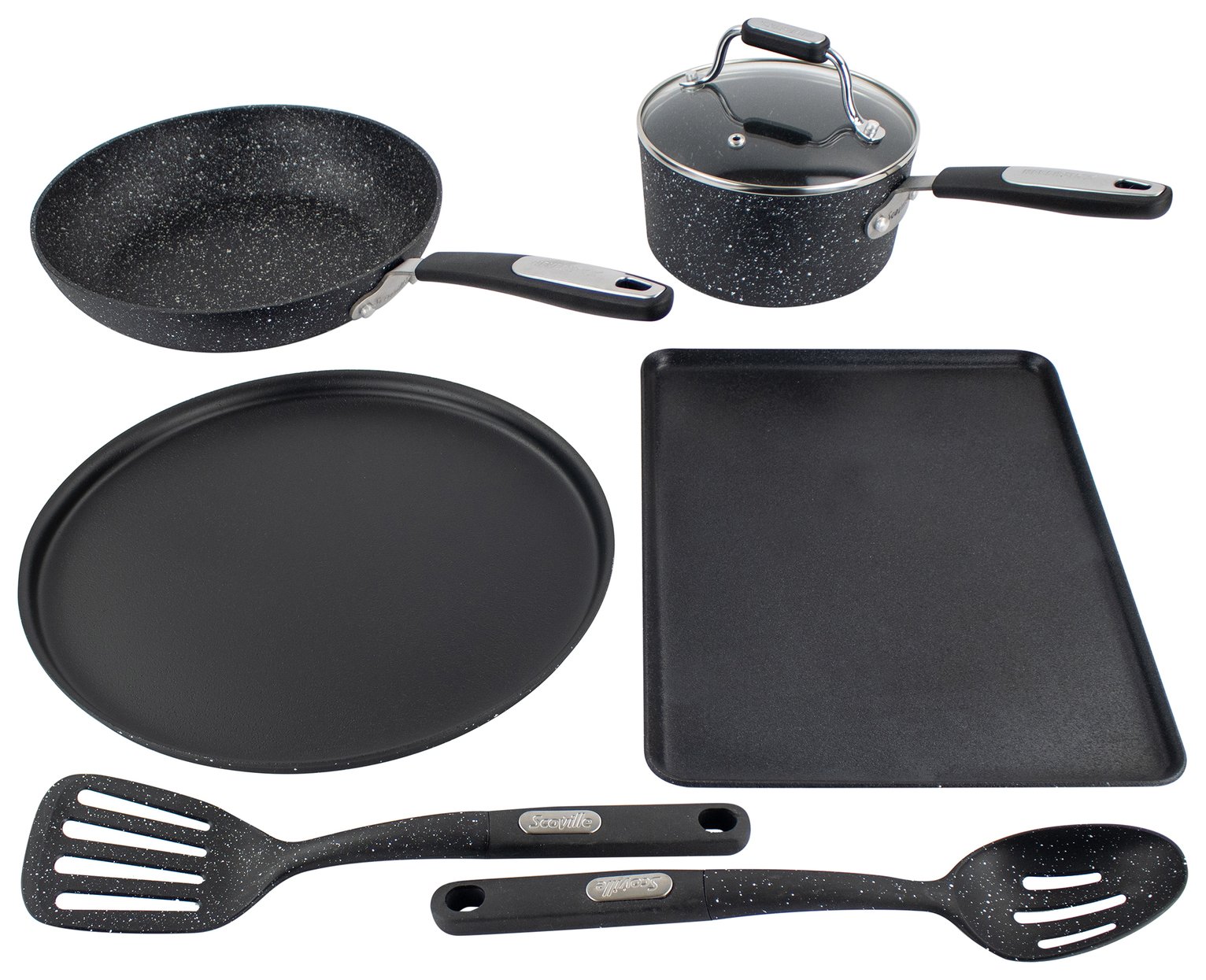 Scoville 6 Piece Aluminium Cookware Set - Black