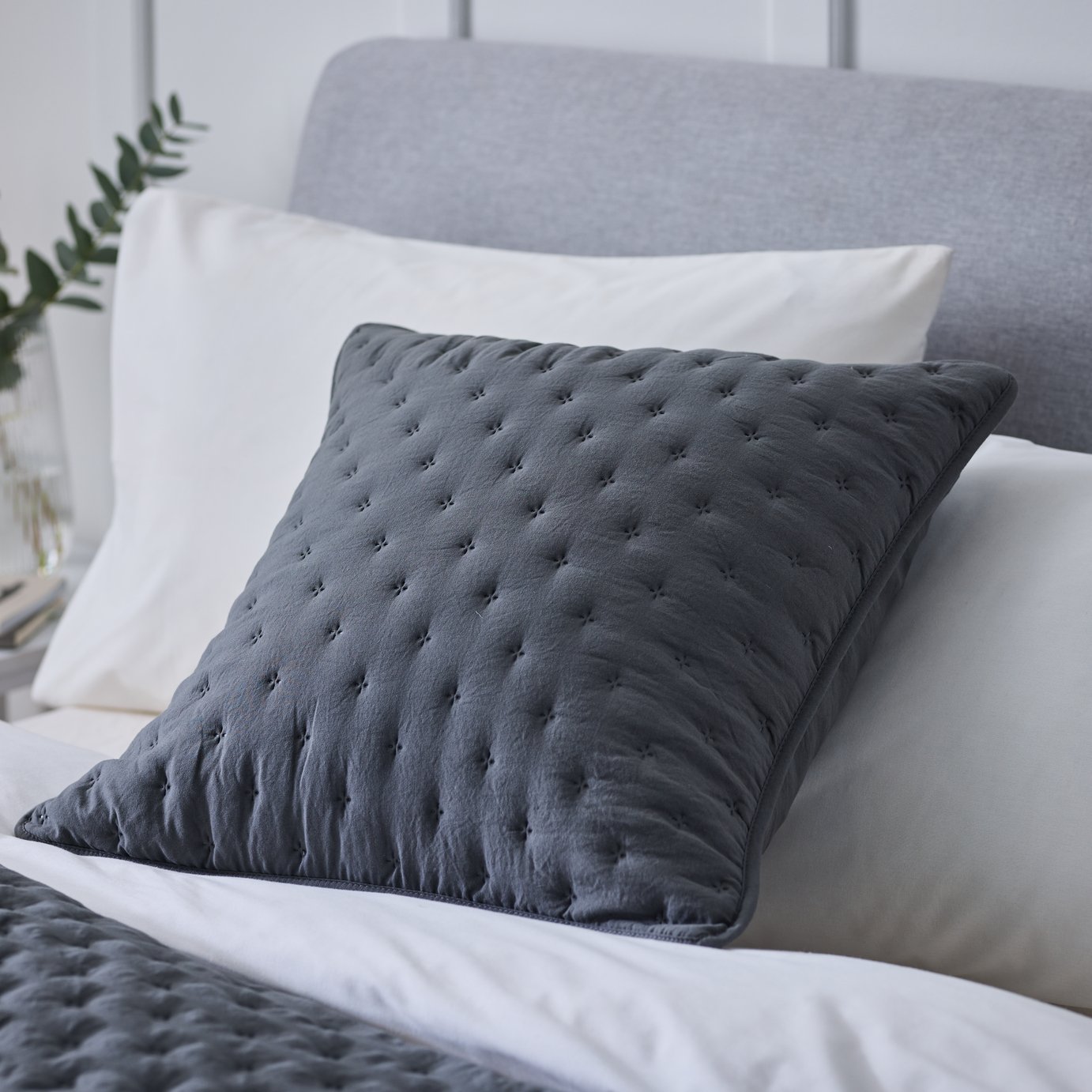 Argos Home Pinsonic Cushion - Charcoal - 50x50cm