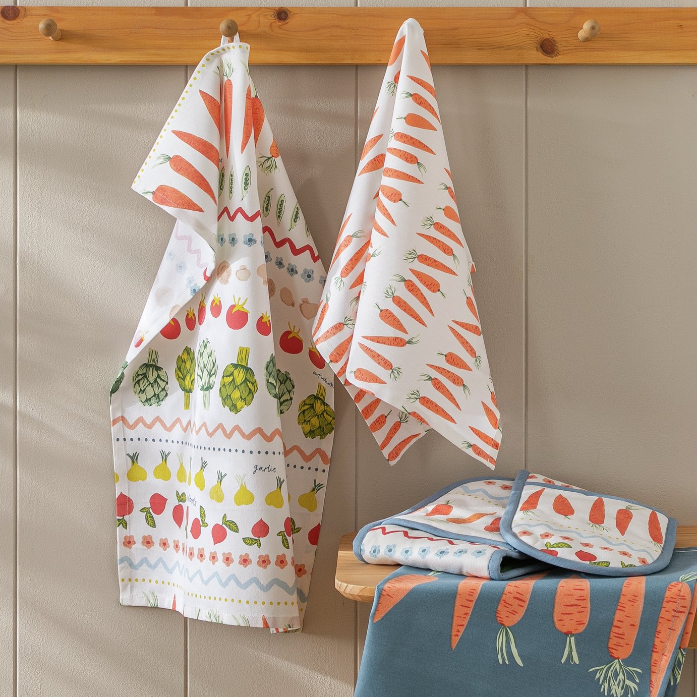 Argos Home Allotment Cotton Textile Set - Orange