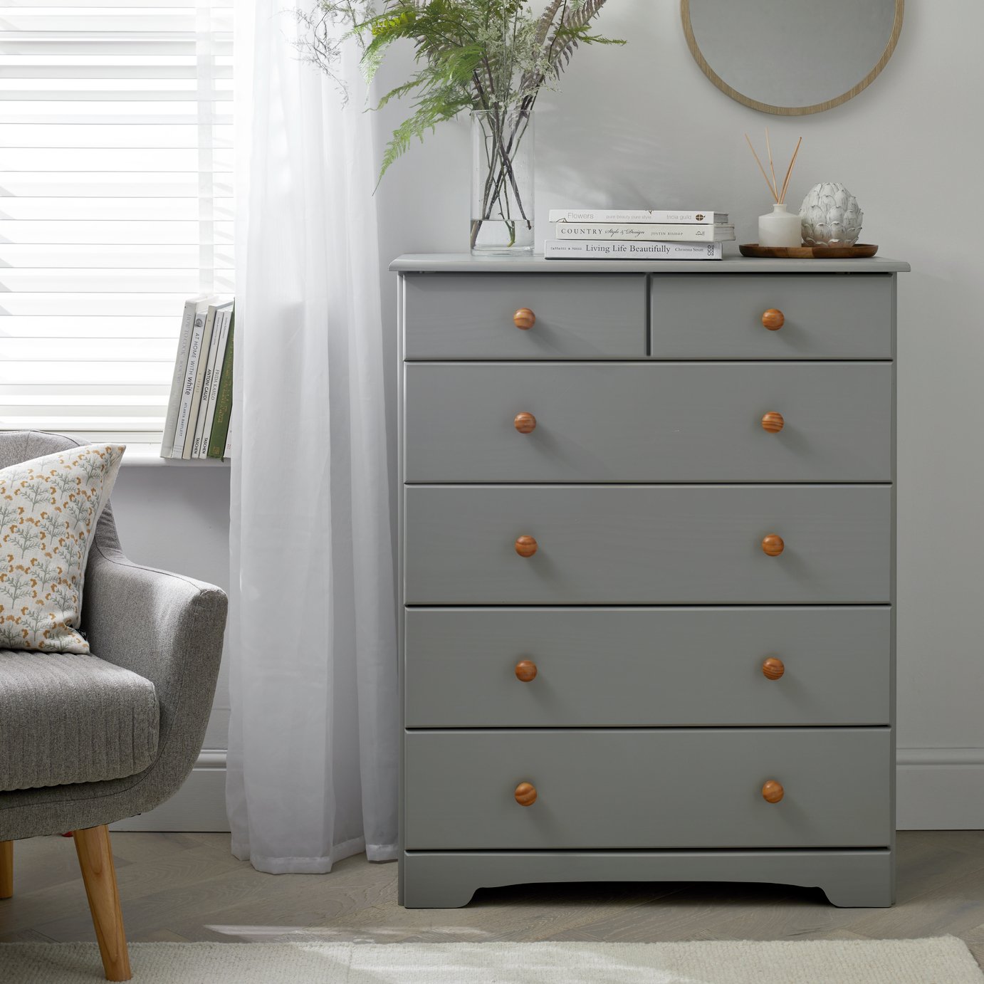 Argos Home Nordic 6 Drawer Chest - Grey