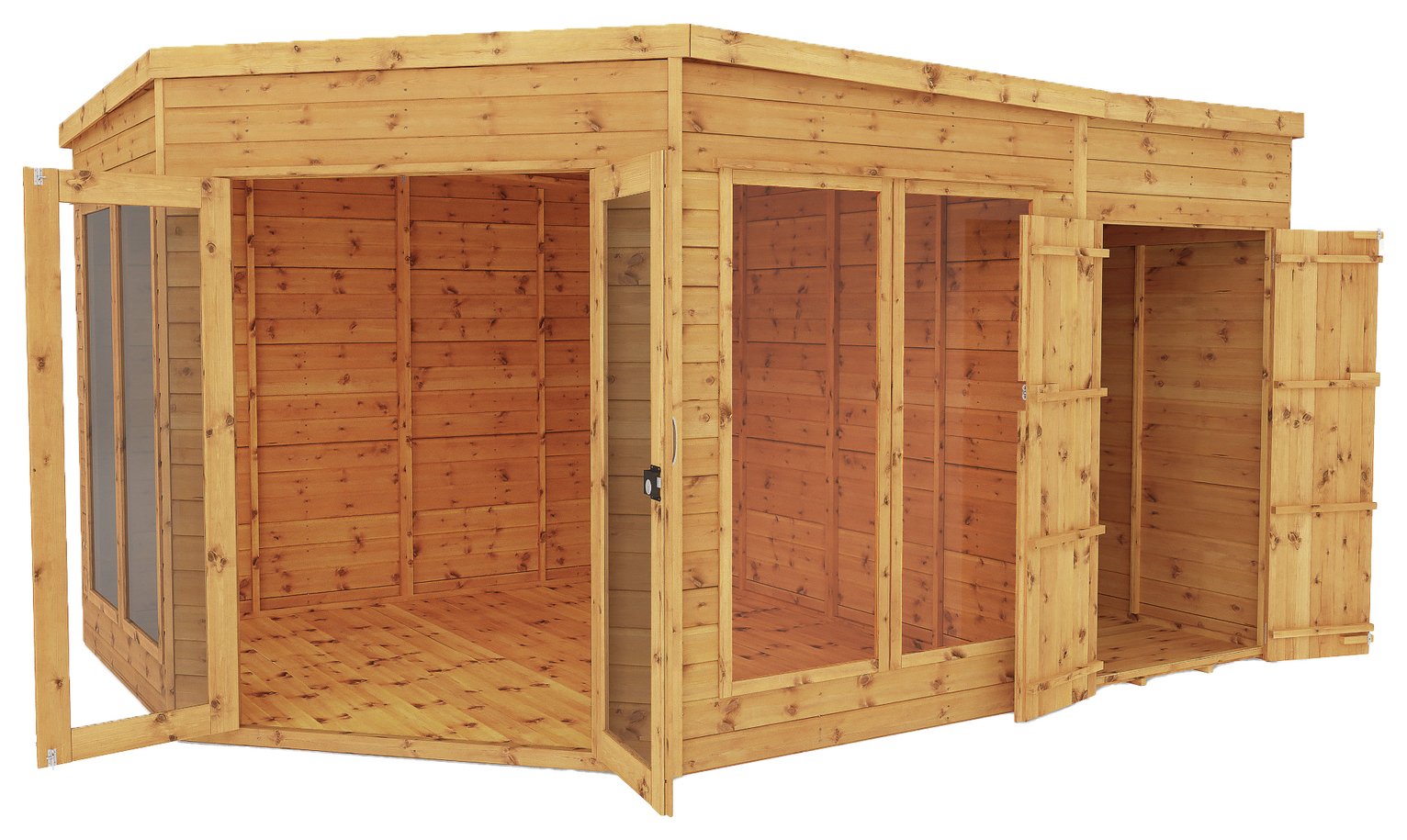 Mercia Corner Summerhouse with Side Shed - 9 x 13ft