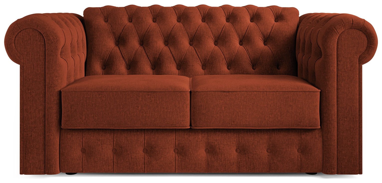 Jay-Be Chesterfield Fabric 2 Seater Sofa Bed - Orange