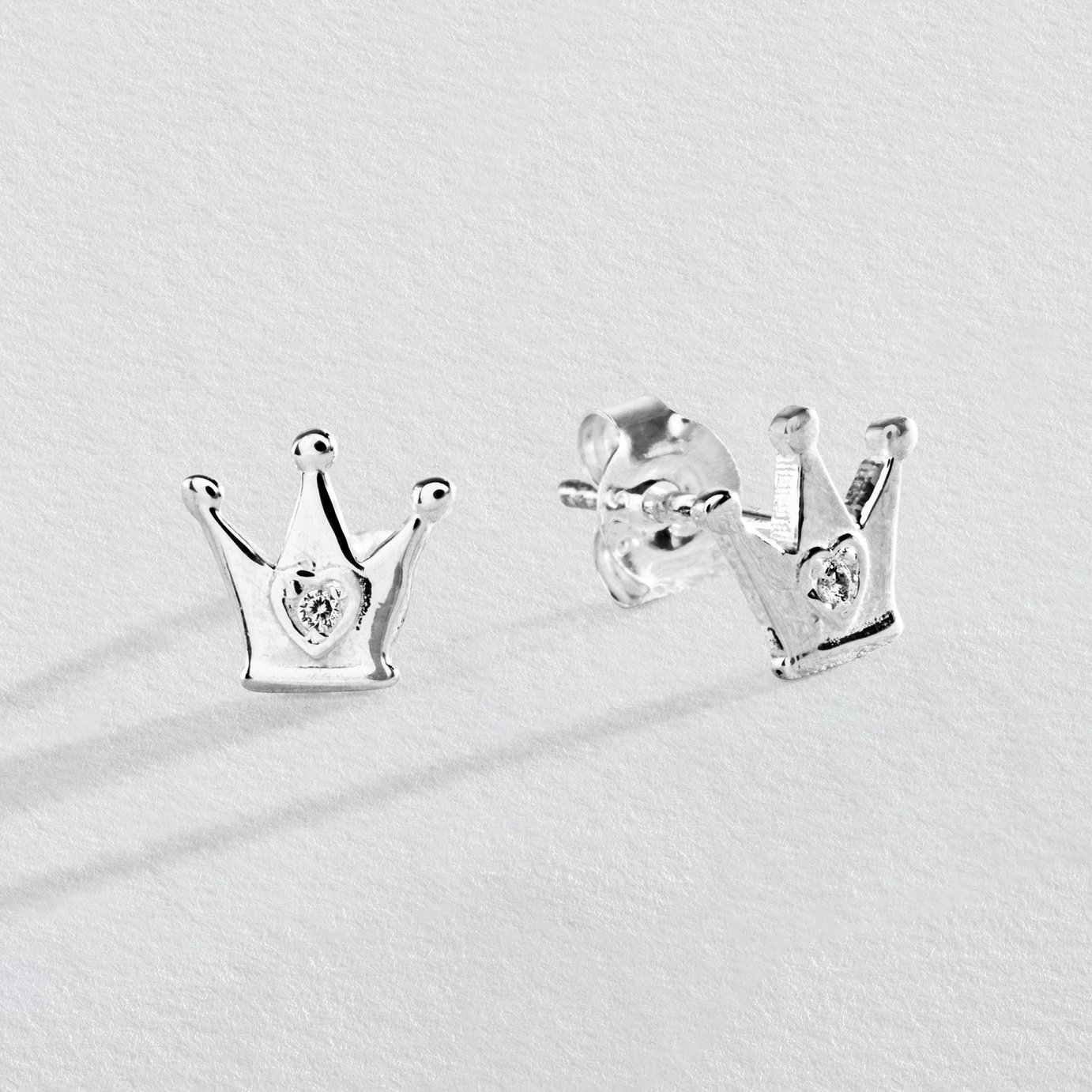 Revere Sterling Silver Crown Stud Earrings 