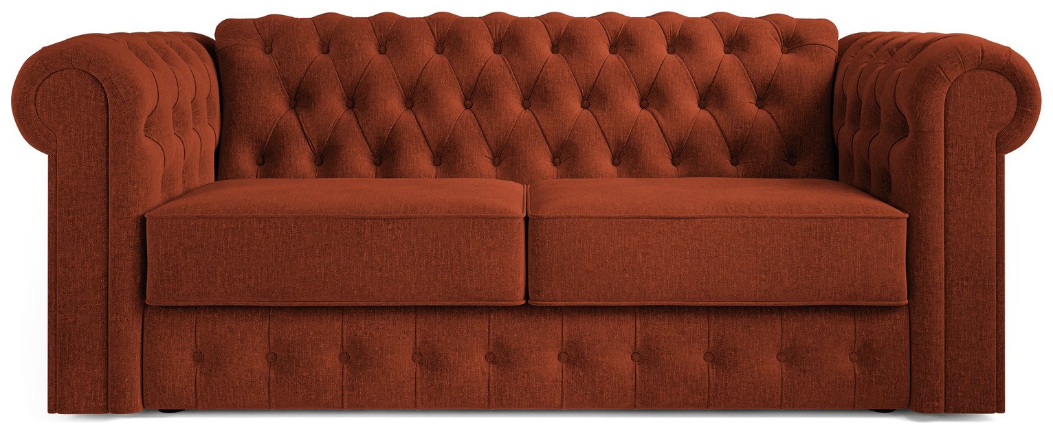 Jay-Be Chesterfield Fabric 3 Seater Sofa Bed - Orange 