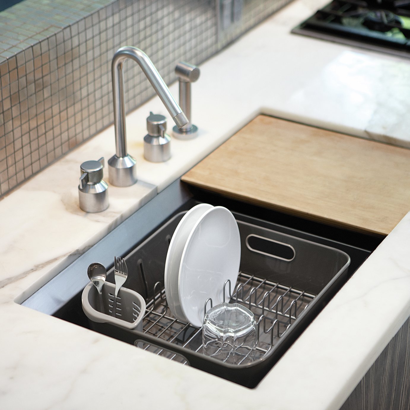 Simplehuman Plastic Compact Dish Rack - Grey