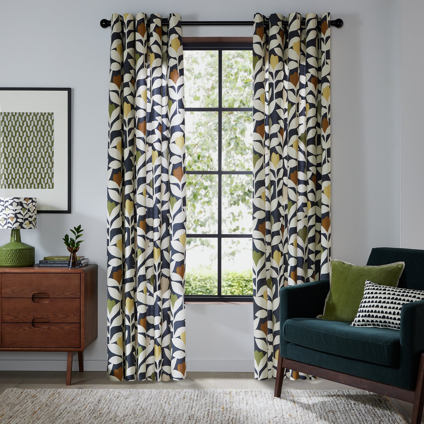 Habitat Scion Padukka Lined Eyelet Curtains - Multi
