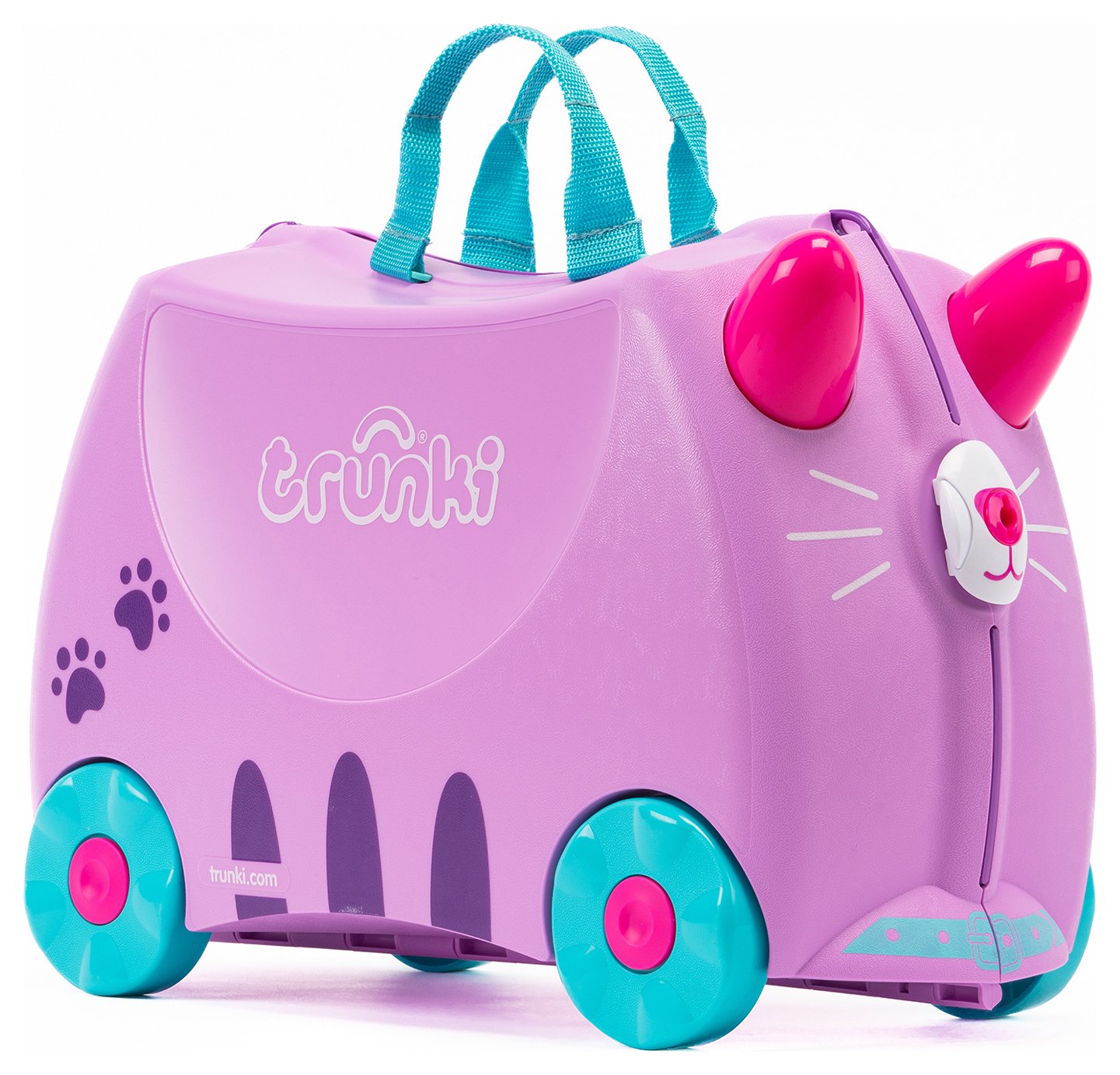 Trunki Cassie Cat 4 Wheel Hard Kids Ride-On Suitcase -Purple