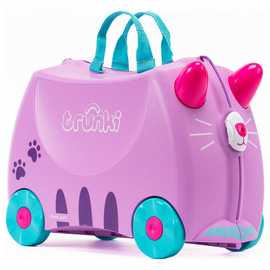 Trunki Cassie Cat 4 Wheel Hard Kids Ride-On Suitcase -Purple