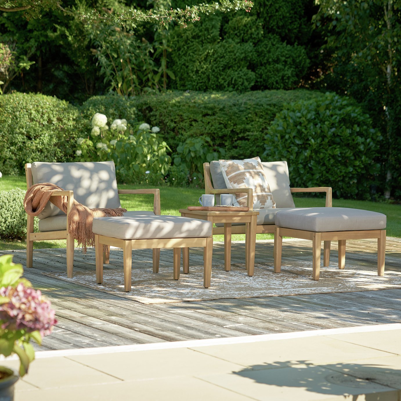 Pacific Malta 2 Seater Wooden Garden Bistro Set with Stools