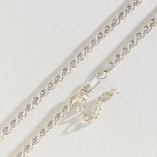 Sterling silver rope chain on sale necklace