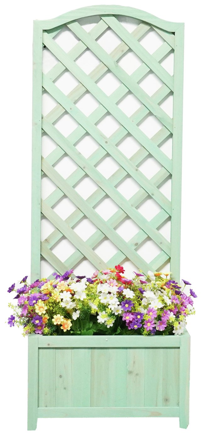 Straight Lattice Planter - Green