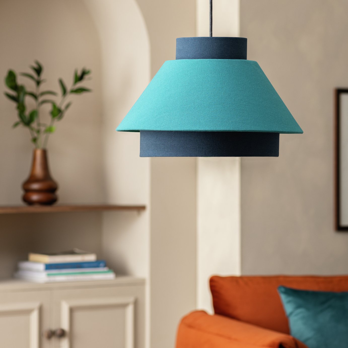 Habitat Teal Stacked 3 Tier Easy Fit Lampshade - 40cm