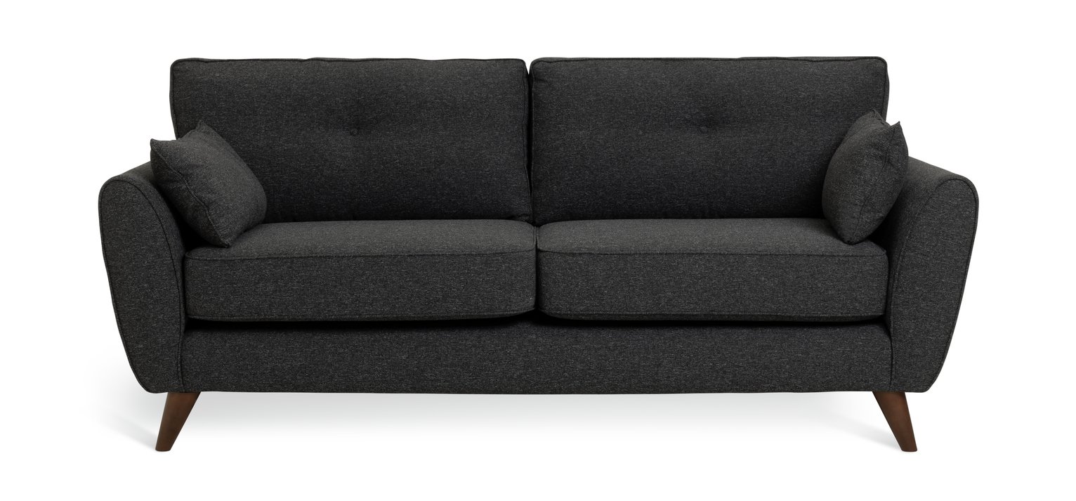 Habitat Iris Fabric 3 Seater Sofa - Charcoal