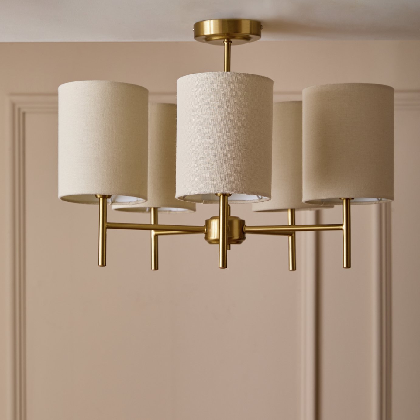Argos Home Candelabra Steel 5 Light Ceiling Light - Brass