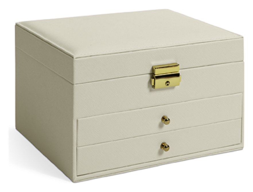 Argos Home Faux Leather Lockable Two Drawer Jewellery Box