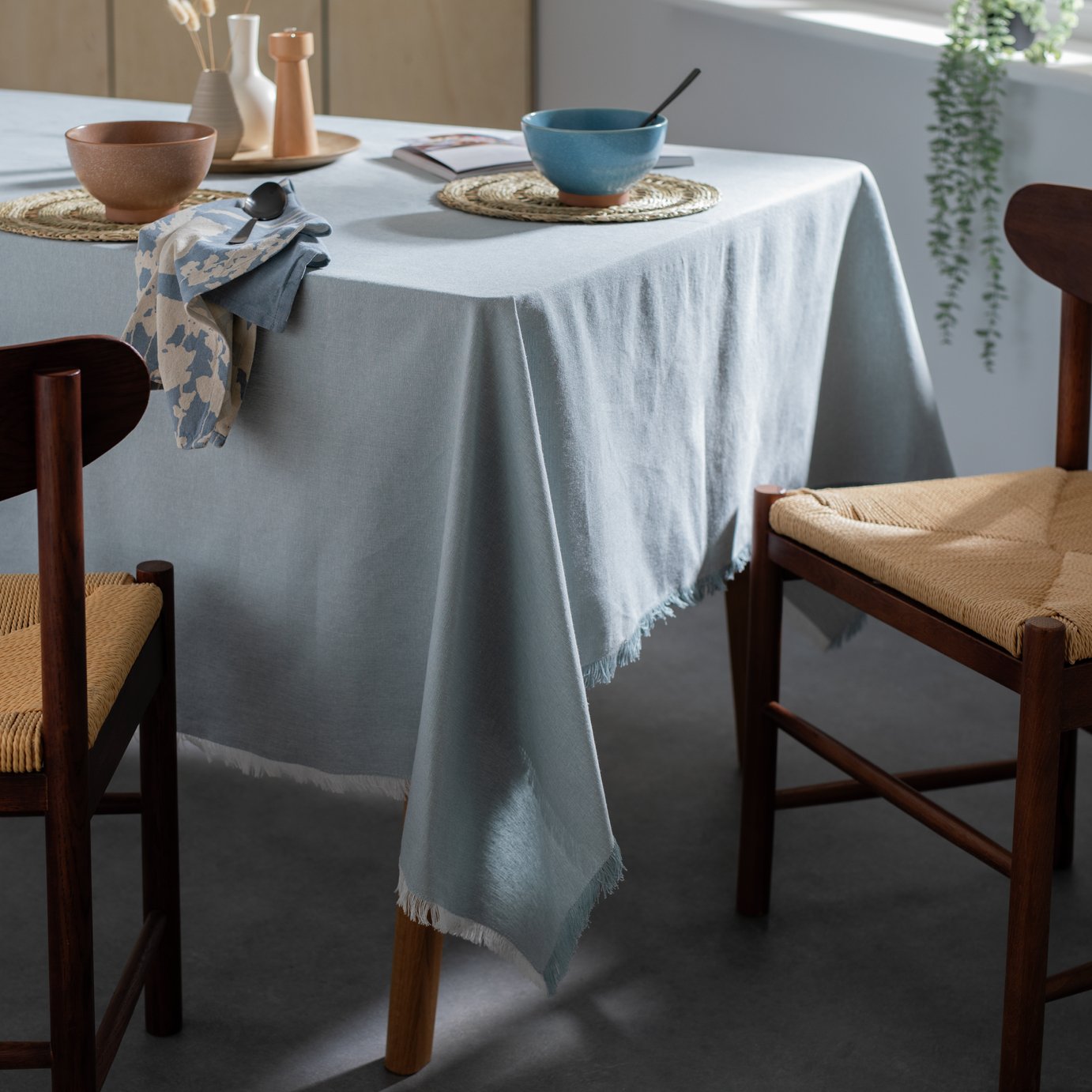 Habitat Cotton Table Cloth - Duck Egg