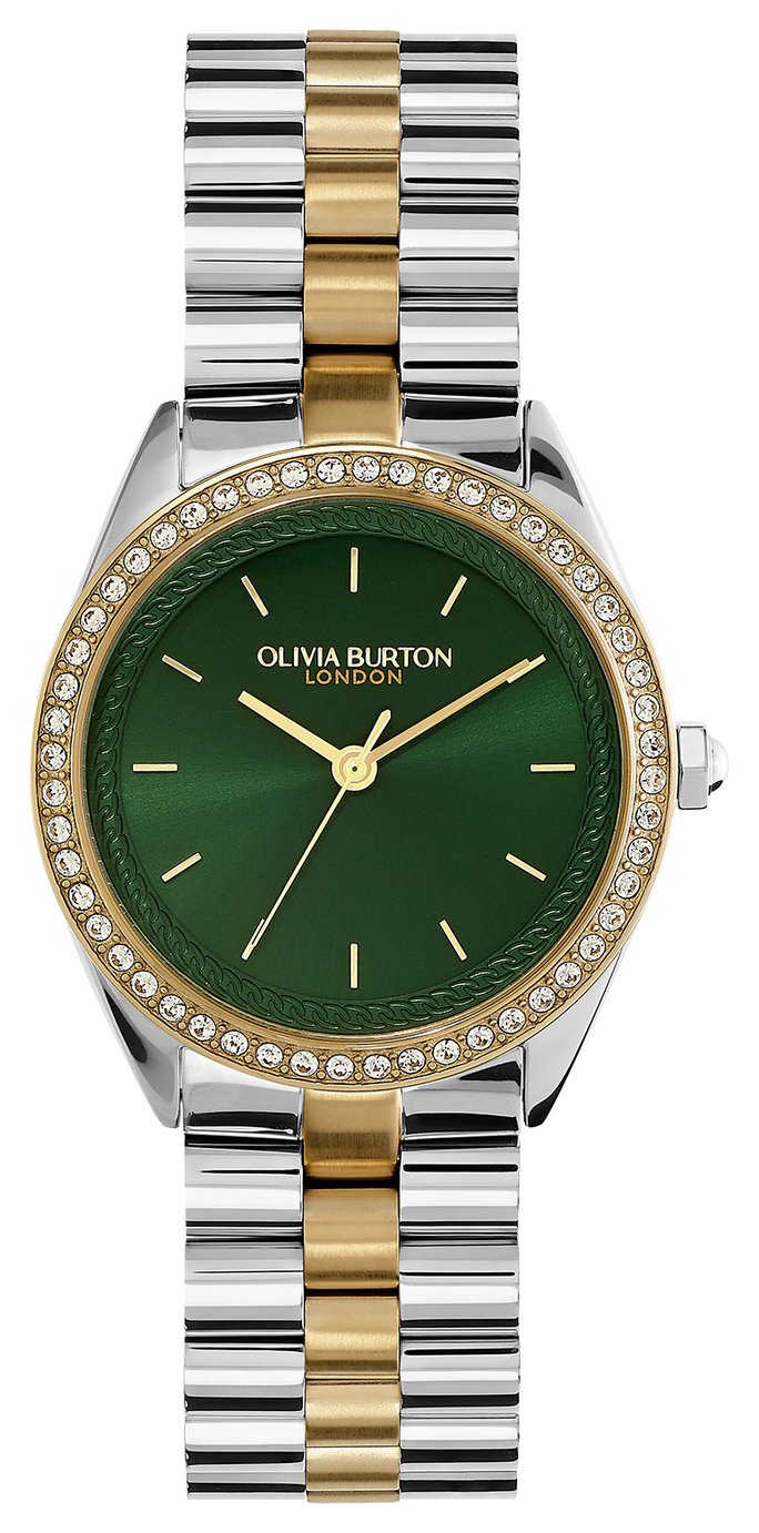 Olivia Burton Green Dial Two Tone Stainless Steel Watch
