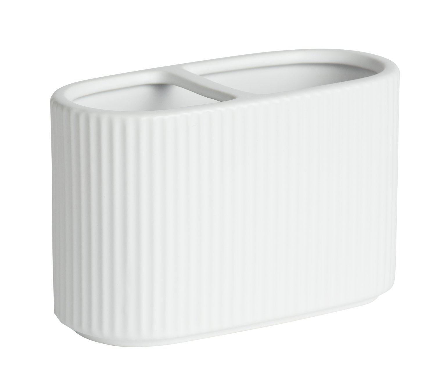 Argos Home Ribbed Ceramic Toothbrush Caddy - White