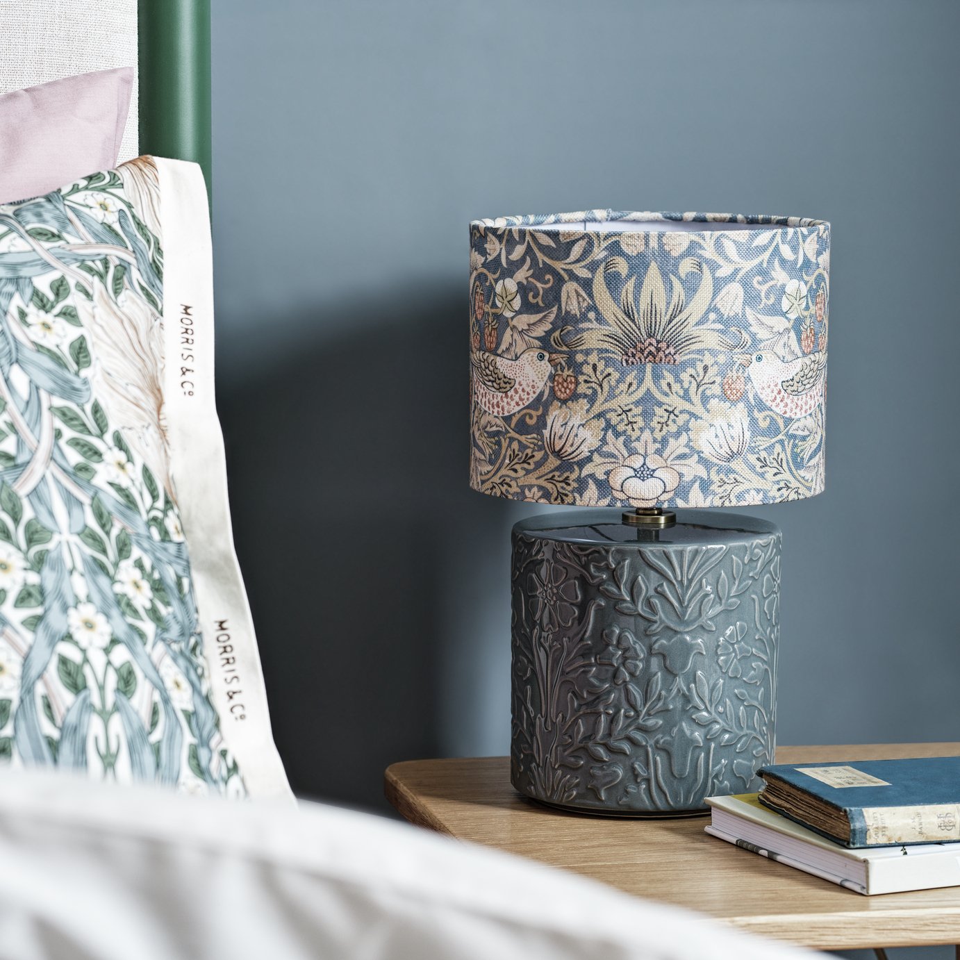 Habitat x Morris & Co. Strawberry Thief Blue Ceramic Lamp