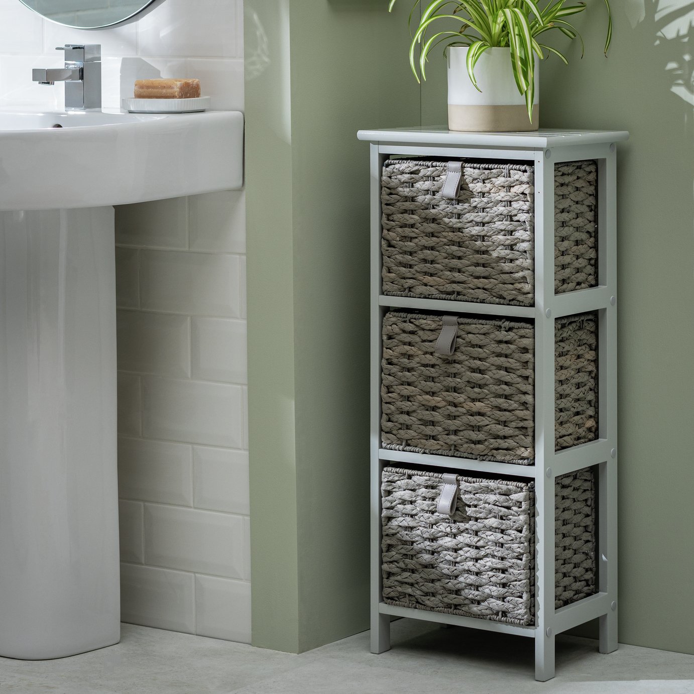 Argos Home Tongue and Groove Bathroom Storage Unit - Grey 