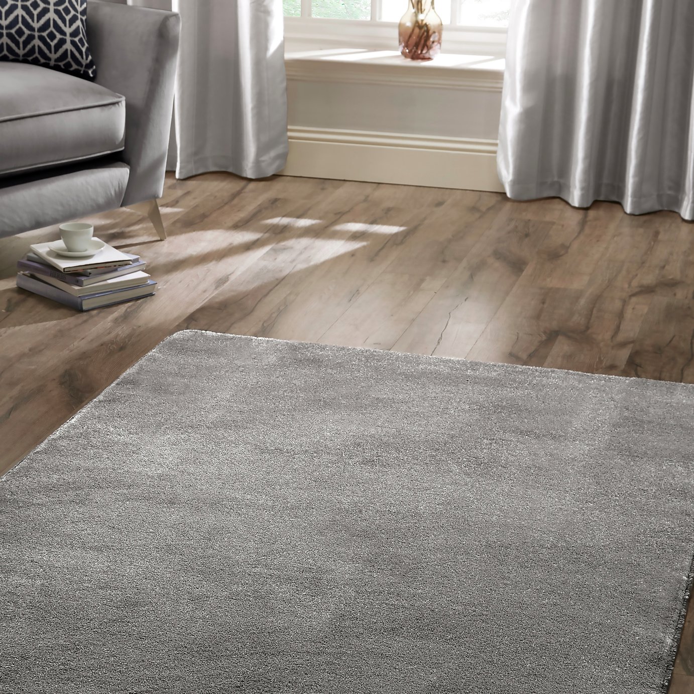 Homemaker Relay Plain Grey Short Pile Rug - 150x200cm