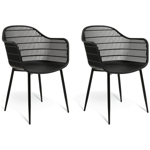 Buy Habitat Serpa Set of 2 Plastic Garden Chairs - Black | Garden chairs and sun loungers | Argos